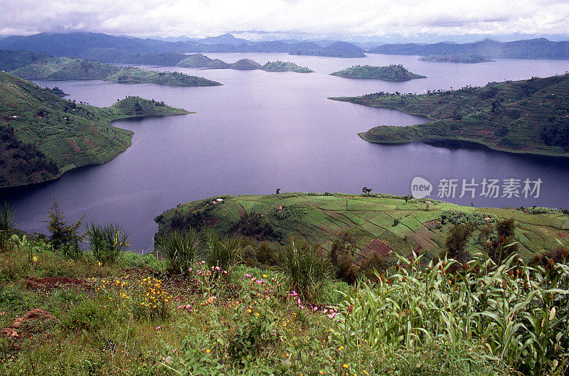 Lac Burera火山湖和岛屿西部省份卢旺达非洲